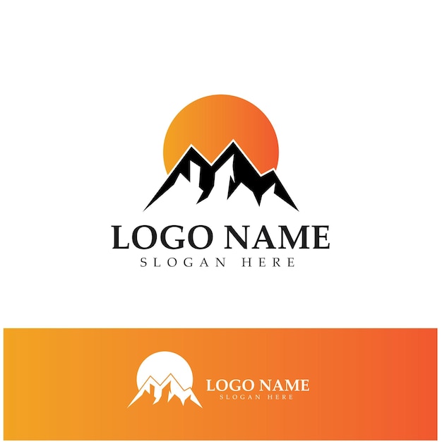 Sun Mountain Logo Icon Design stock illustration