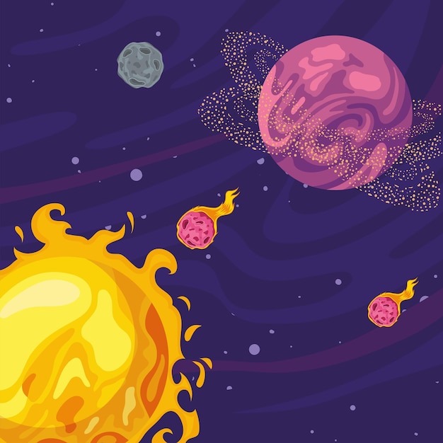 Sun and planets space scene