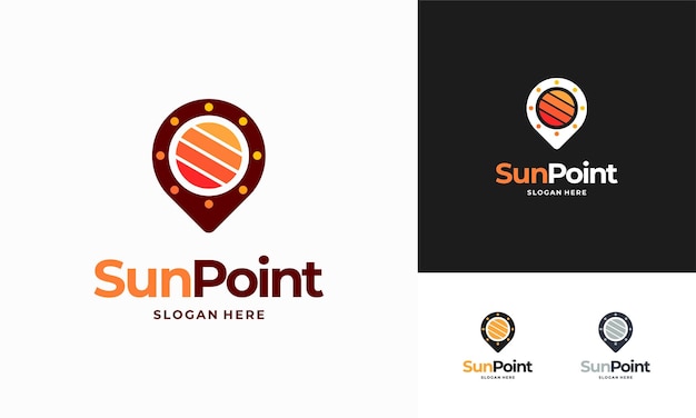 Sun Point logo designs concept vector Sun Hunter Spot Logo template icon