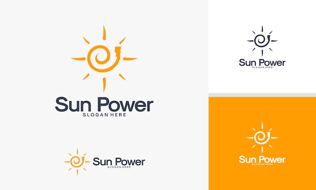 Sun Power logo designs vector Electricity logo template