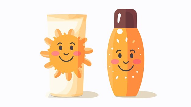 Vector sun protection emoji and sun vector icon for summer skincare