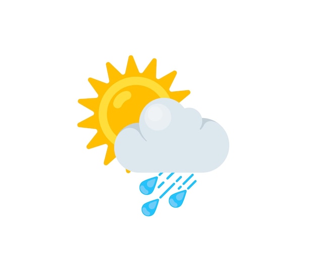 Sun Behind Rain Cloud vector isolated icon. Emoji illustration. Sun Behind Rain Cloud vector