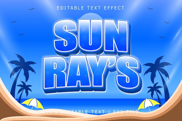 Sun Rays Editable Text Effect 3 Dimension Emboss Modern Style