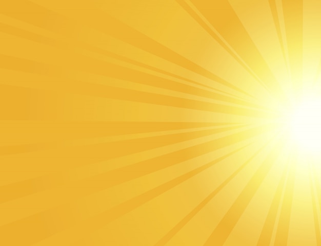 Sun rays with sunbeams on an orange background,