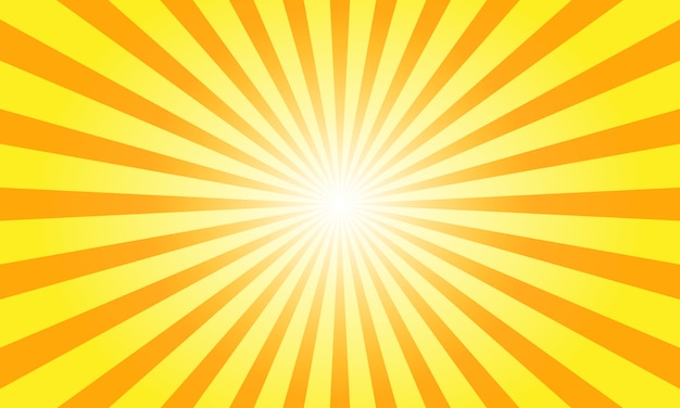 Sun rays with sunburst on orange background. 