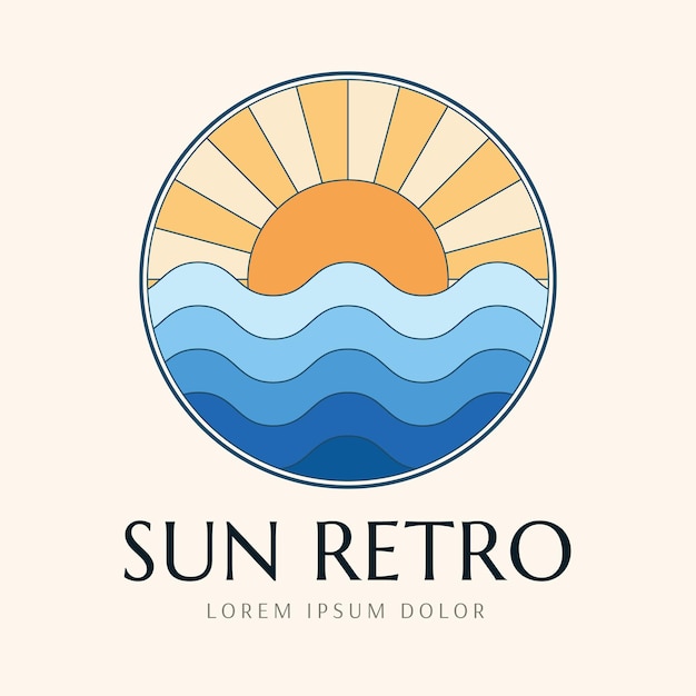 Sun retro logo and badge template