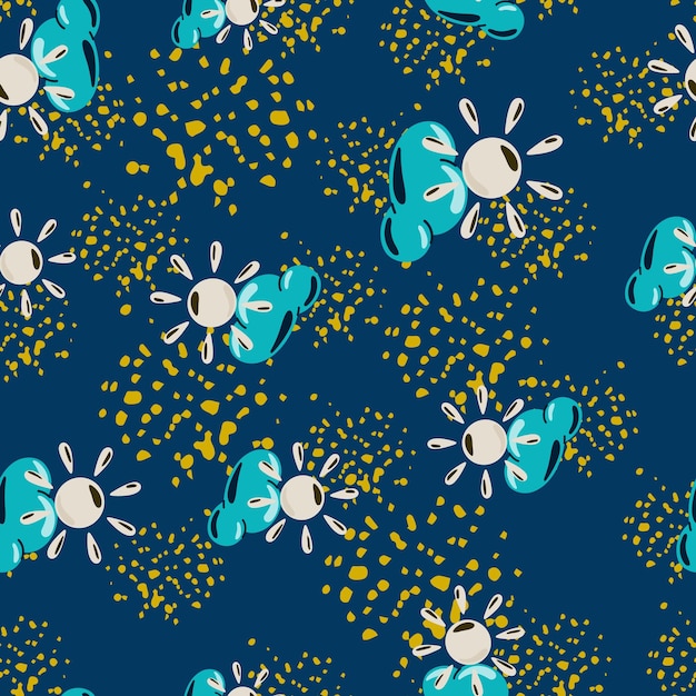 Sun seamless pattern in doodle style