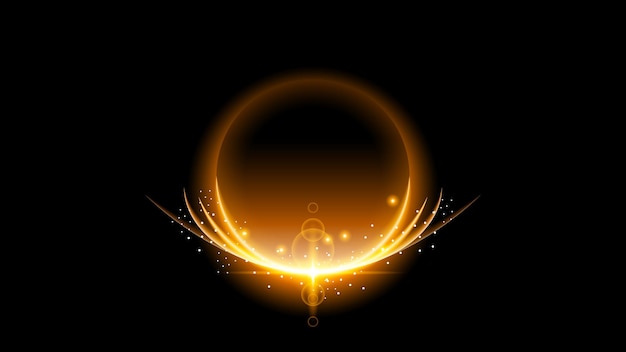 Sun Solar Eclipse Orange Fire Dark Background Vector Moon Design Style Space Science Glow Light