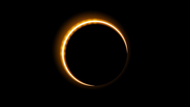 Sun Solar Eclipse Orange Fire Dark Background Vector Moon Design Style Space Science Glow Light