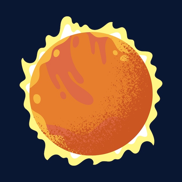 Sun star circle Solar disk with sunlight hot fire sunbeam Celestial disc summer heat Flat vector illustration