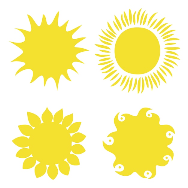 Sun symbols hand drawn Solar signs Ethnic element for decorative ornament Vector illustration isolated on white