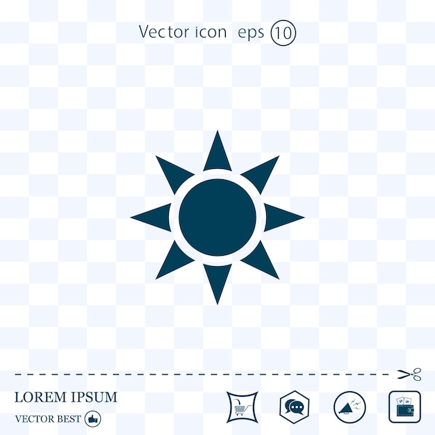 Sun vector icon on background