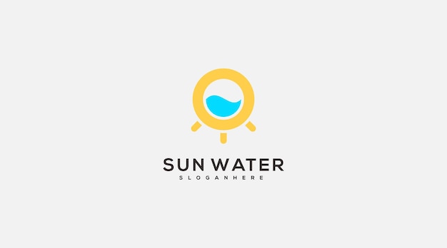 Sun water initial icon vector logo design template