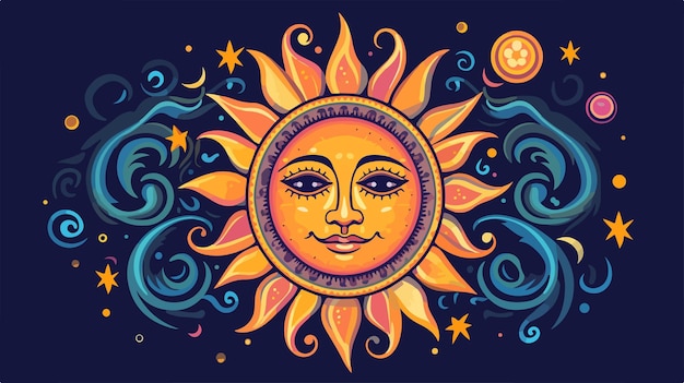 sun with a face and the words  sun  on the top