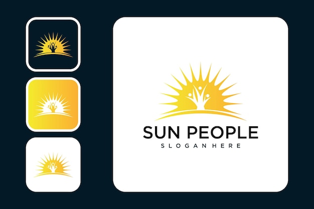 sun with people logo design