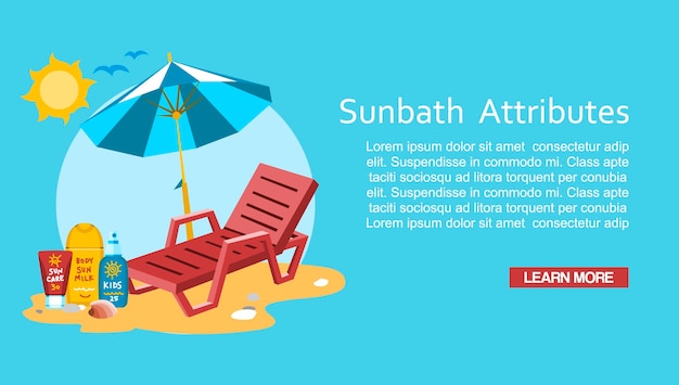 Sunbath summer time holiday vacation banner template