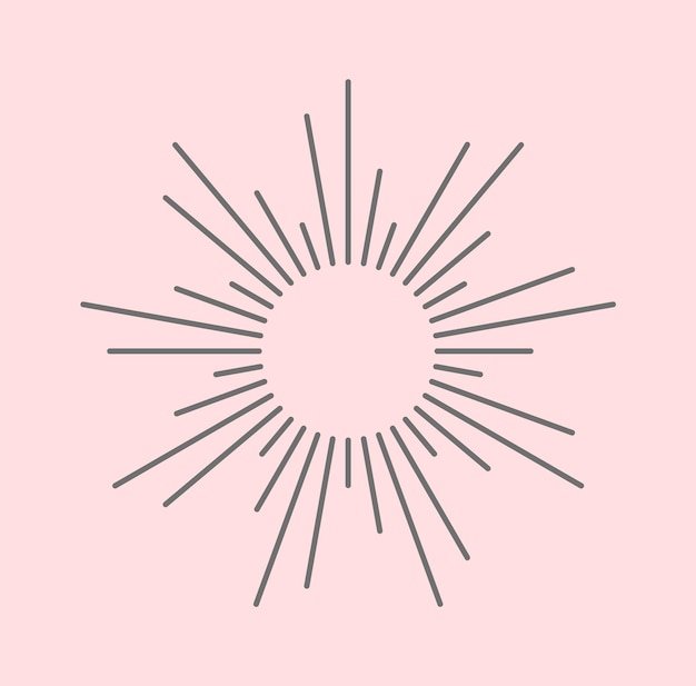 Sunburst beams logo Sun burst doodle beam Radial sunrise vector icon set