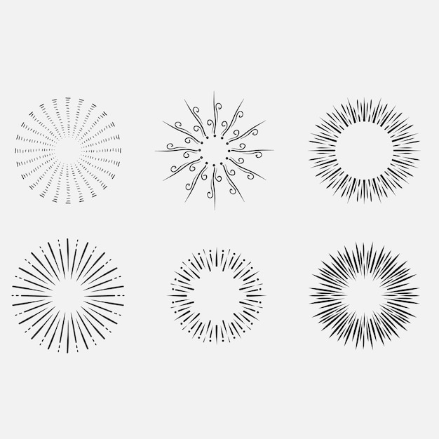 Sunburst set Sunburst icon collection vectorRetro sunburst designBig collection sunburst best qua