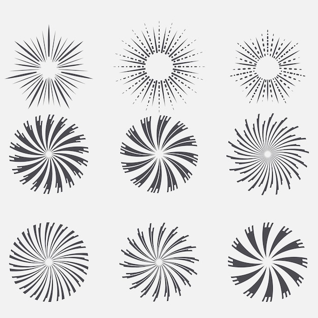 Vector sunburst set sunburst icon collection vectorretro sunburst designbig collection sunburst best qua