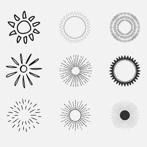 Vector sunburst set sunburst icon collection vectorretro sunburst designbig collection sunburst best qua