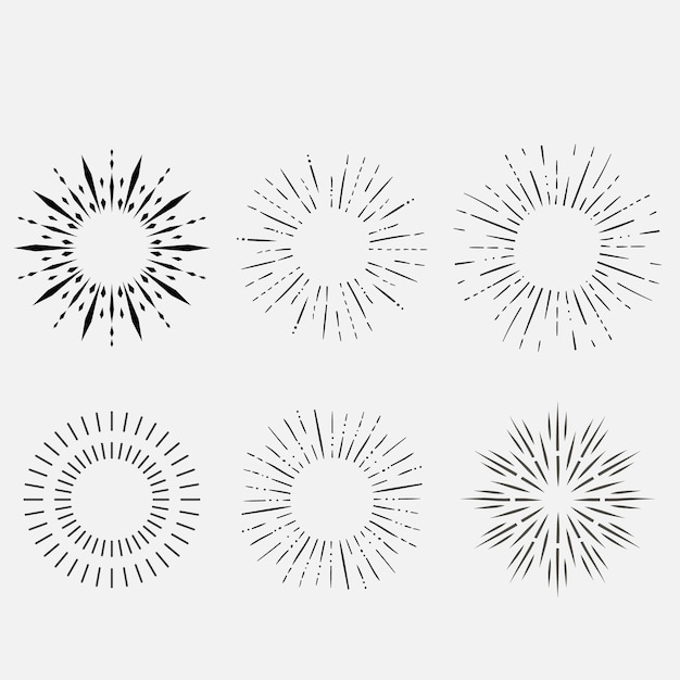 Sunburst set Sunburst icon collection vectorRetro sunburst designBig collection sunburst best qua