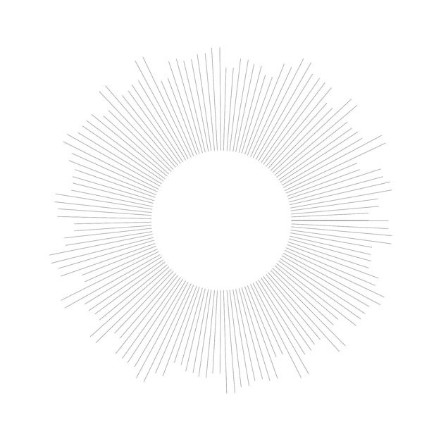 Sunburst shine ray Sparkle frame element in doodle sketch style Circle twinkle burst of sun star