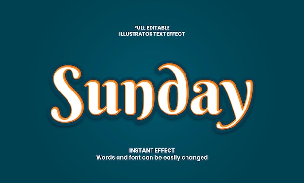 Sunday 3D text Effect editable Premium