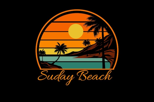 Sunday beach retro vintage landscape design