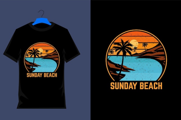 Sunday Beach Retro Vintage T Shirt Design