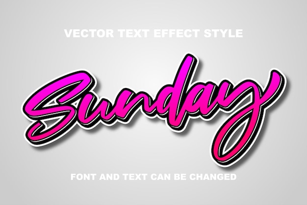 Sunday cute pink kawaii black leather editable text effect font style template background typography