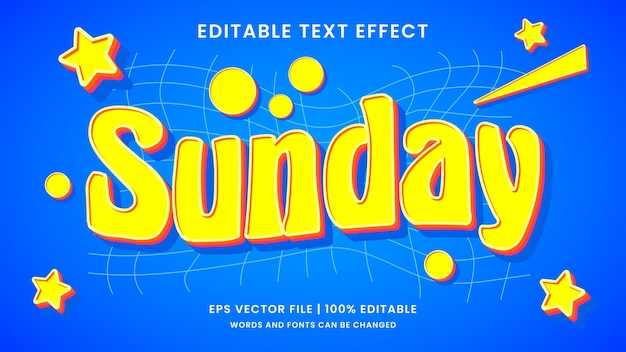 Sunday editable text effect retro and vintage groovy style