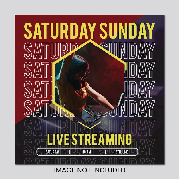 Sunday live streaming celebration instagram and facebook post template design