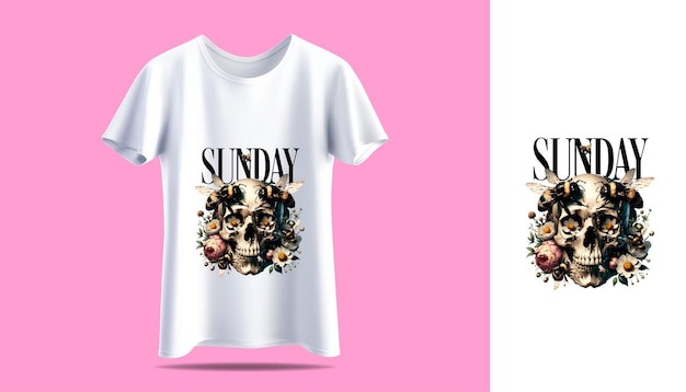 Vector sunday mindfulness club skull sticker tshirt design mockup vector illustration