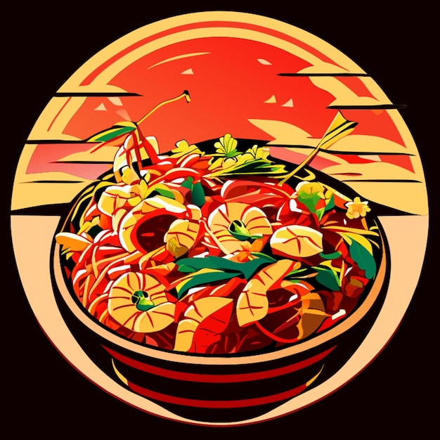 sundried shrimp salad vector illustration