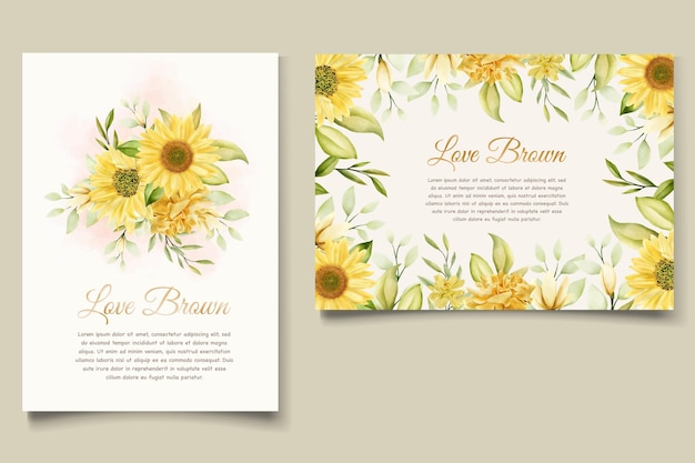 Sunflower floral invitation card set