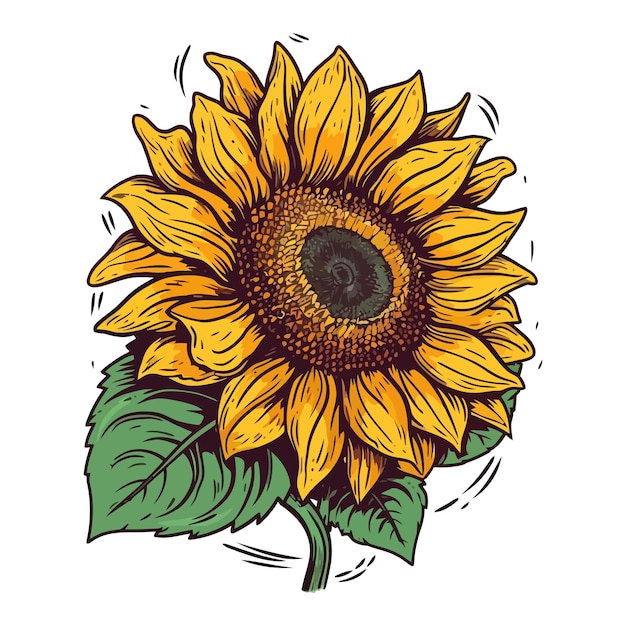 Sunflower flower Sunflower flower image isolated Cute sunflower drawing in flat design