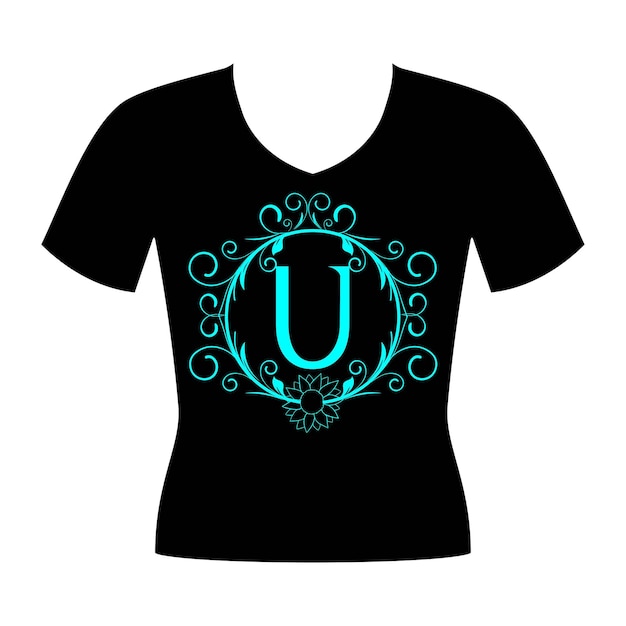 sunflower font monogram black t shirt design