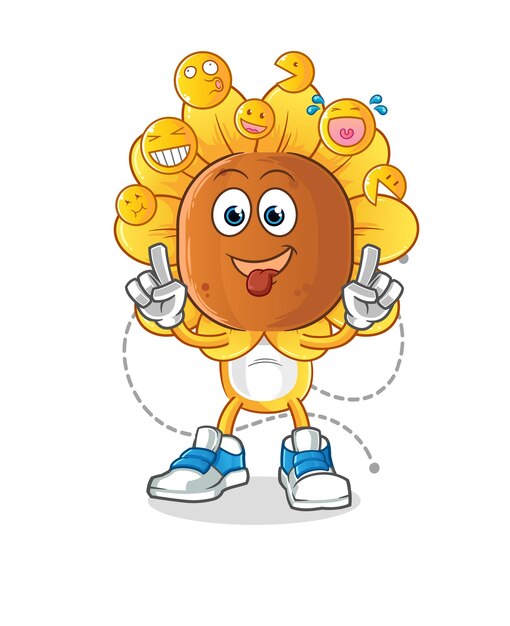 sunflower head cartoon laugh and mock character cartoon vector