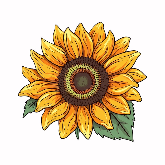 Sunflower Line Vector Illustration Cartoon