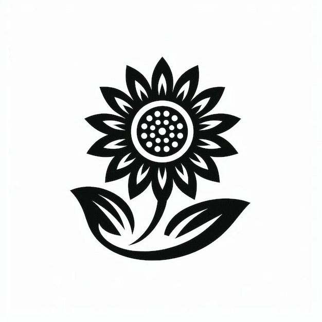 Vector sunflower logo icon silhouette vector style with white background