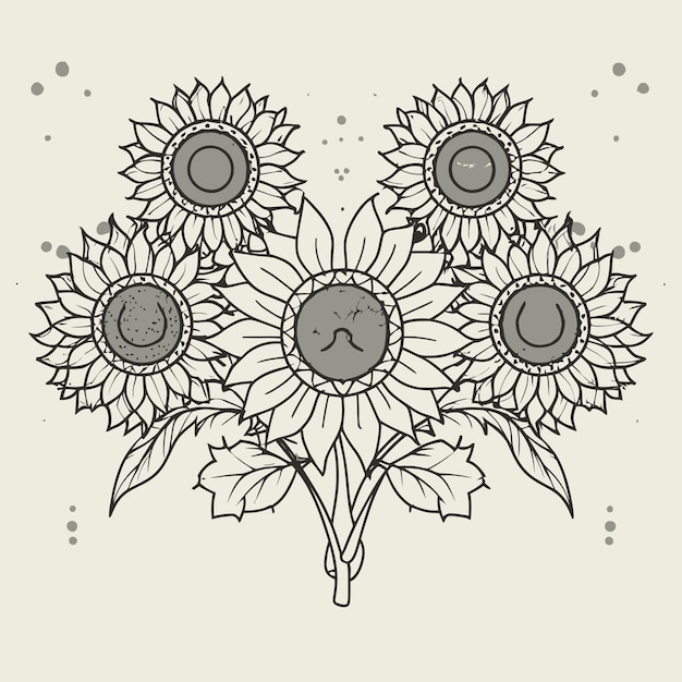 sunflower outline vector