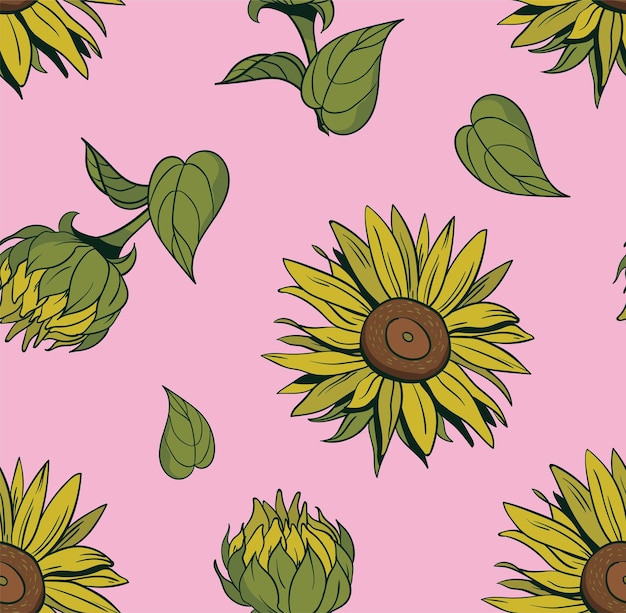 Sunflower seamless pattern