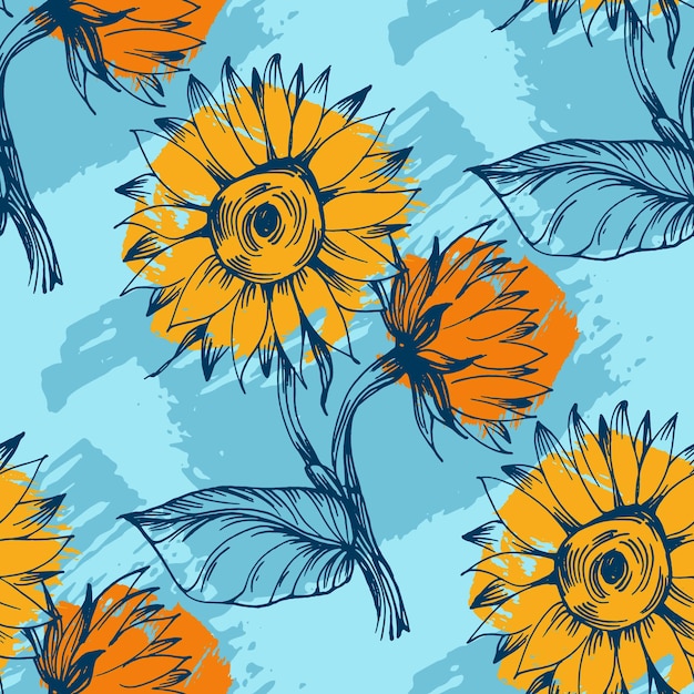 Sunflower seamless patterns