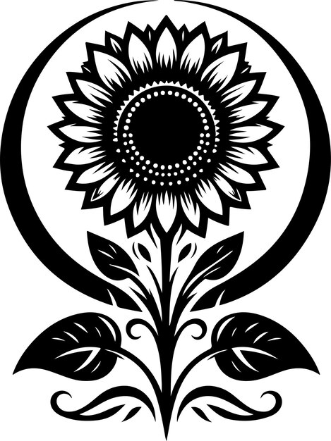 Vector sunflower stylish elegant black silhouette