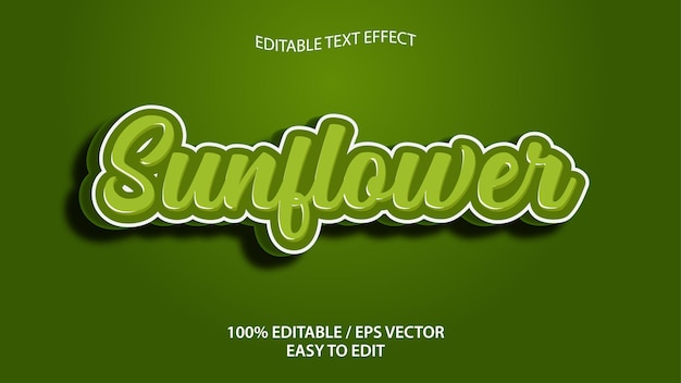 Sunflower text effect eps download Premium Vector