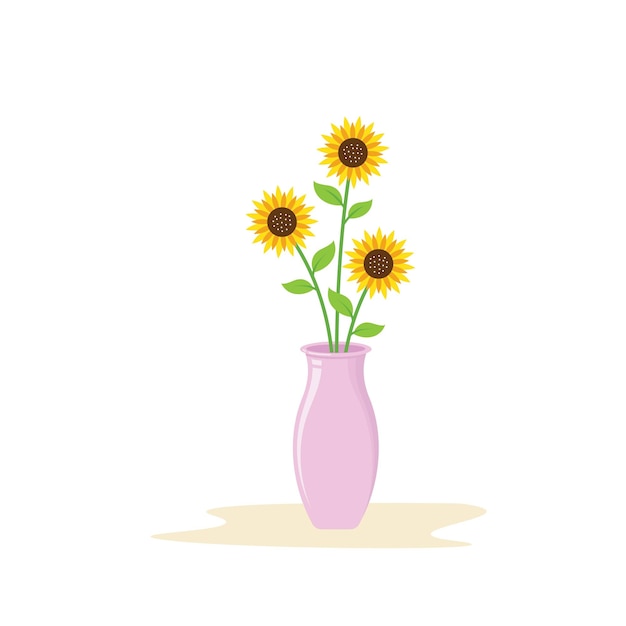 Sunflower in vase icon vector element design template