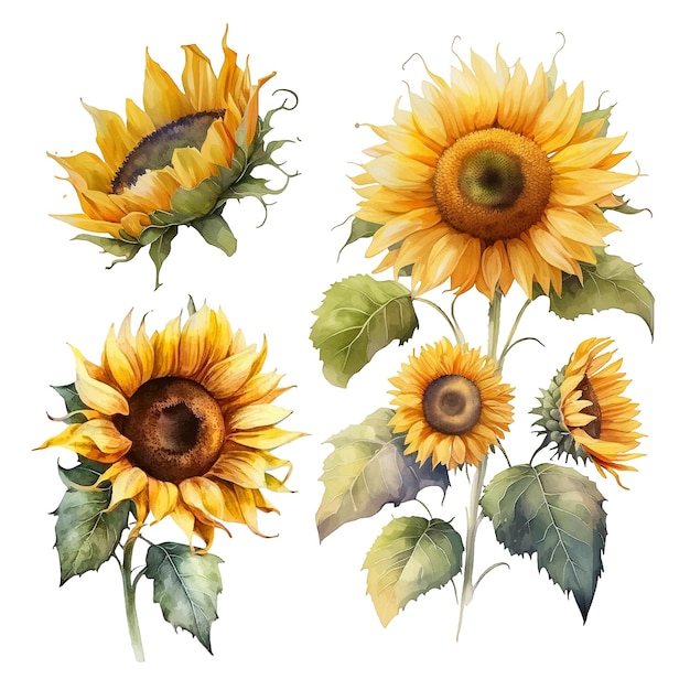 Sunflower watercolor paint collection