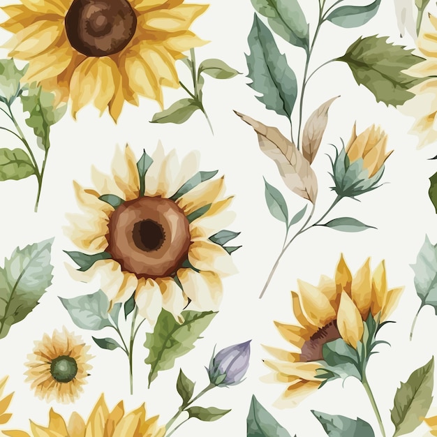 sunflower watercolor seamless pattern flower pattern