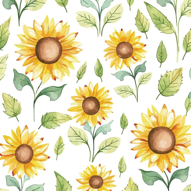 sunflower watercolor seamless pattern flower pattern