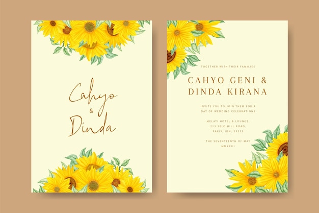 Sunflower wedding invitation template